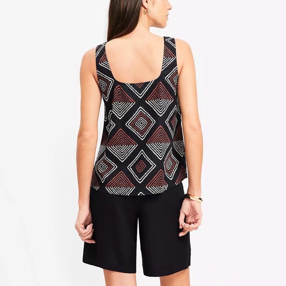 The Loft Geometric Patterned Black and Brown Women's Top - Picture 3 of 10